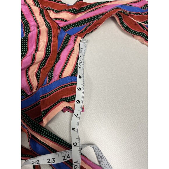 Topshop Striped Long Sleeve Tie Front Crop Top Stars 4th of July Women’s Size 2 - Picture 10 of 15